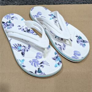 Crocs Crocband Flip Flops Women 10 Sandals Floral Tropical Water Shoes Botanical